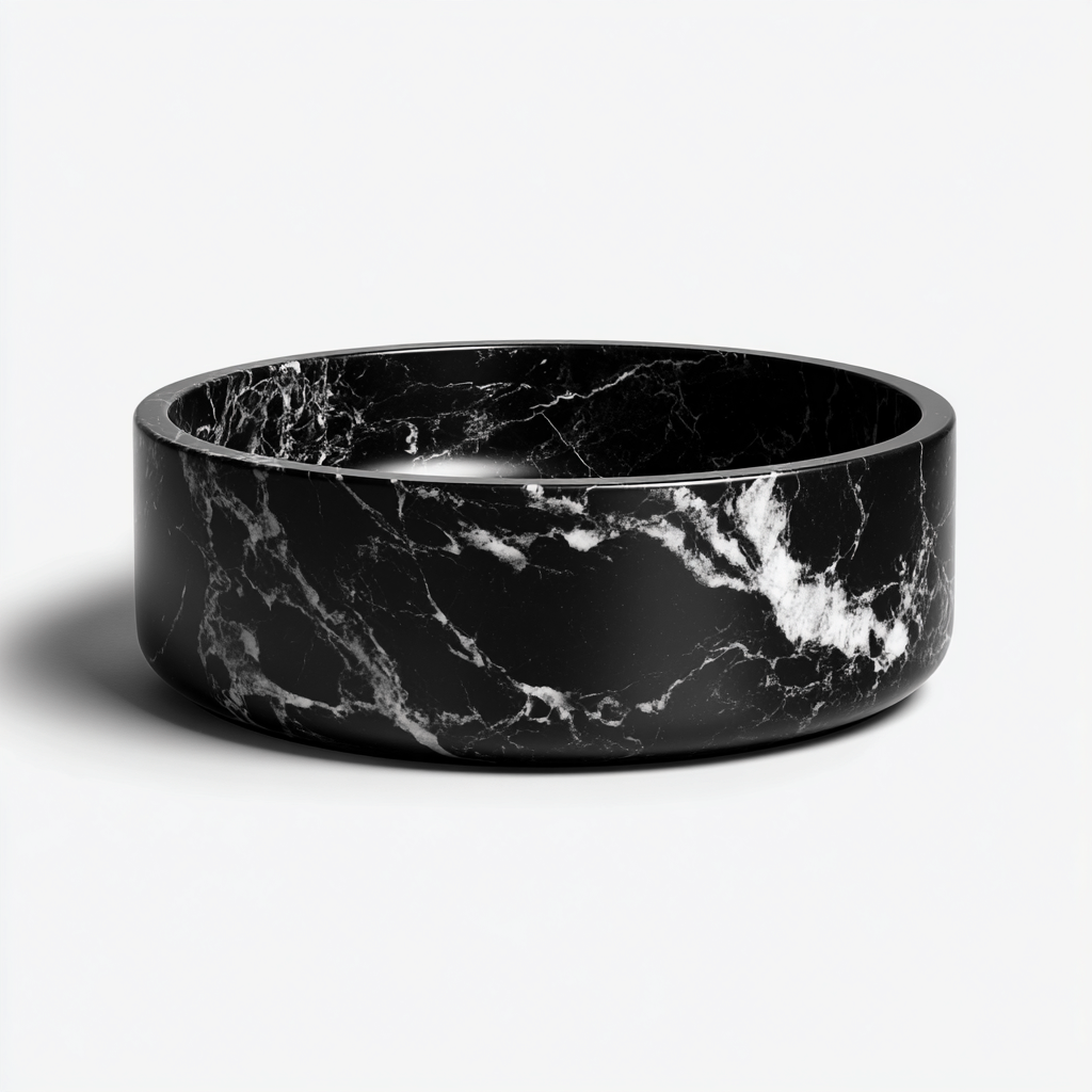 Lavabo-pierre-43x43x17 cm-noir-design marbré-design moderne-Luxeare