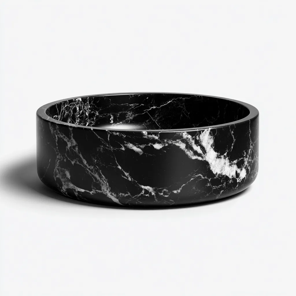 Lavabo-pierre-43x43x17 cm-noir-design marbré-design moderne-Luxeare