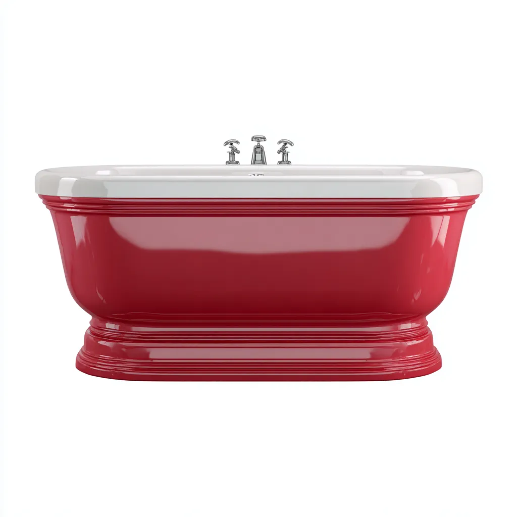 Baignoire - Fonte-acrylique - 166x72x57 cm - Rouge-Blanc - Style classique-Luxeare
