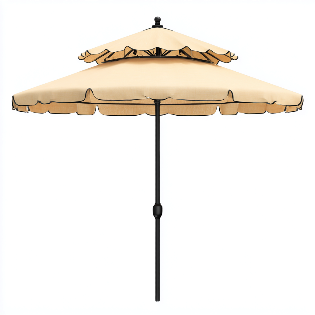 Parasol de jardin-tissu-acier-175x175x235 cm-beige-noir-design classique-Luxeare