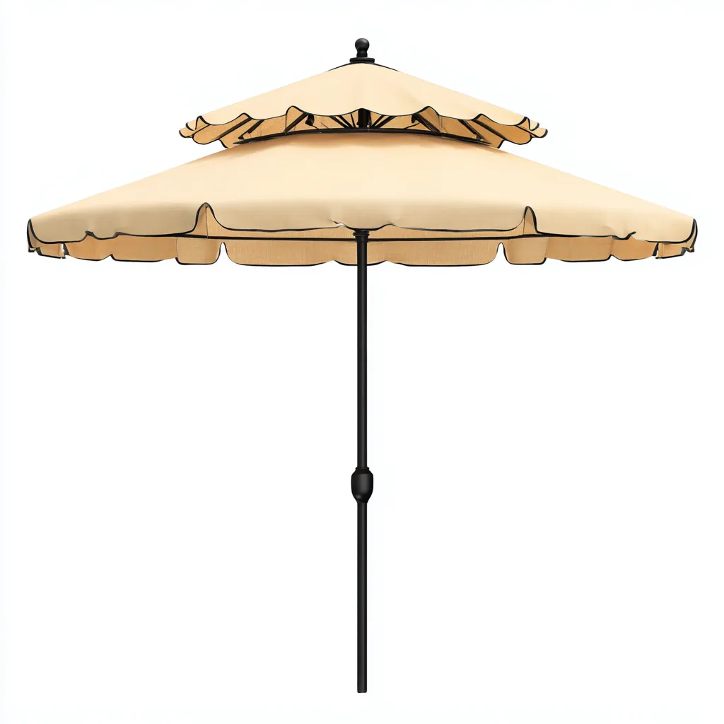 Parasol de jardin-tissu-acier-175x175x235 cm-beige-noir-design classique-Luxeare