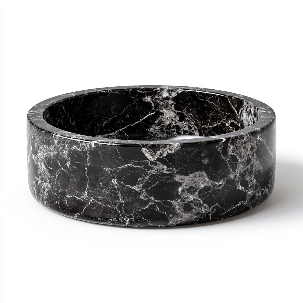 Lavabo-pierre-44x44x19 cm-noir-design marbré-design moderne-Luxeare