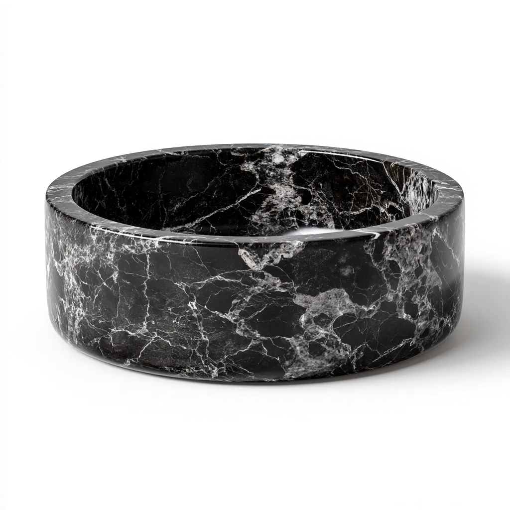 Lavabo-pierre-44x44x19 cm-noir-design marbré-design moderne-Luxeare