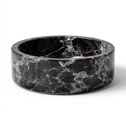 Lavabo-pierre-44x44x19 cm-noir-design marbré-design moderne-Luxeare