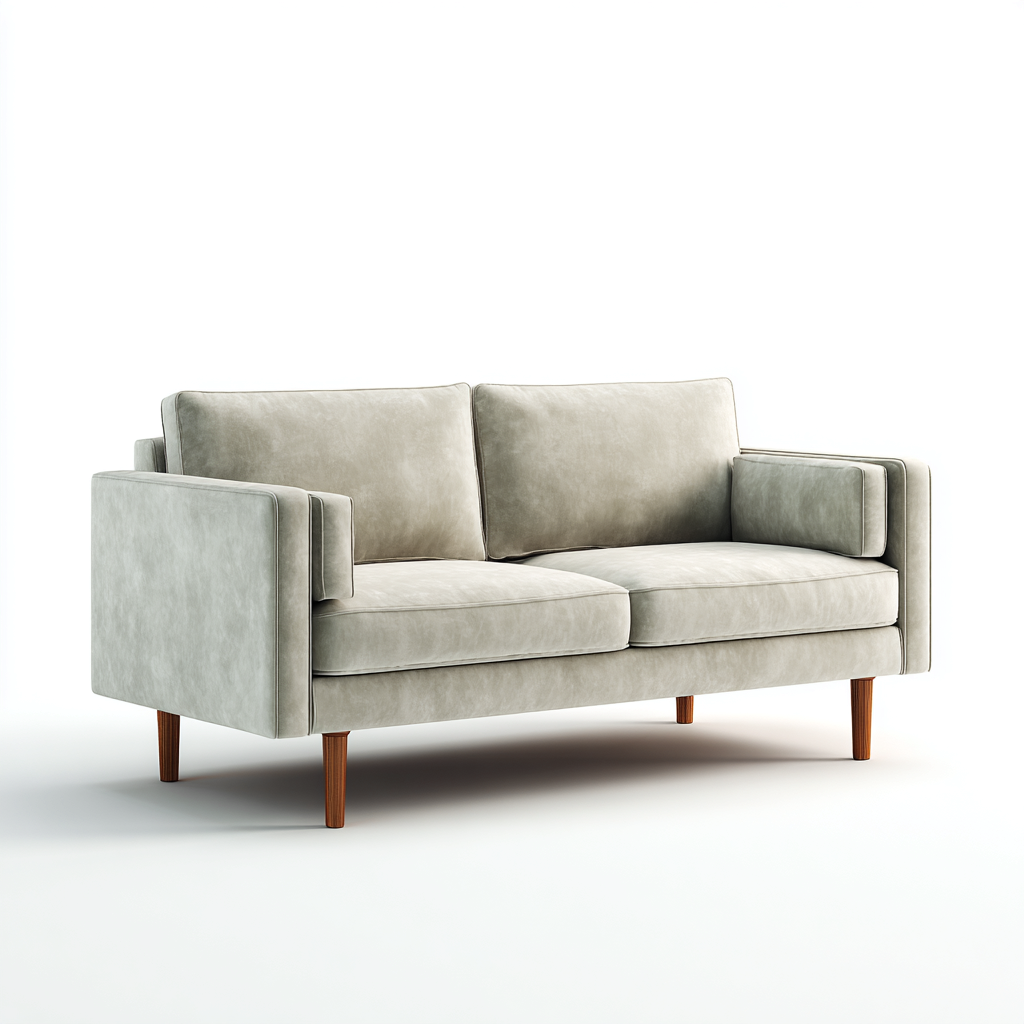 Canapé 2 places - tissu-bois - 180x82x86 cm - gris clair - design contemporain-Luxeare