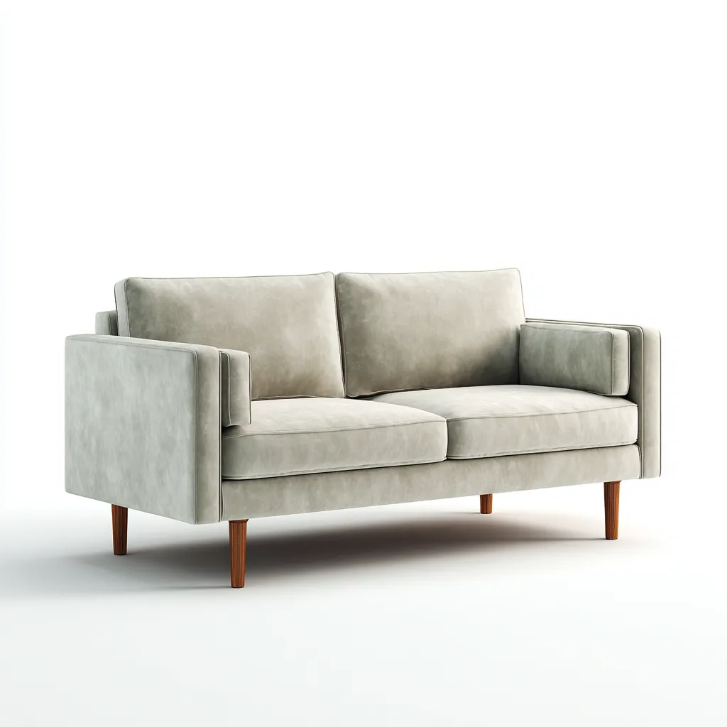 Canapé 2 places - tissu-bois - 180x82x86 cm - gris clair - design contemporain-Luxeare