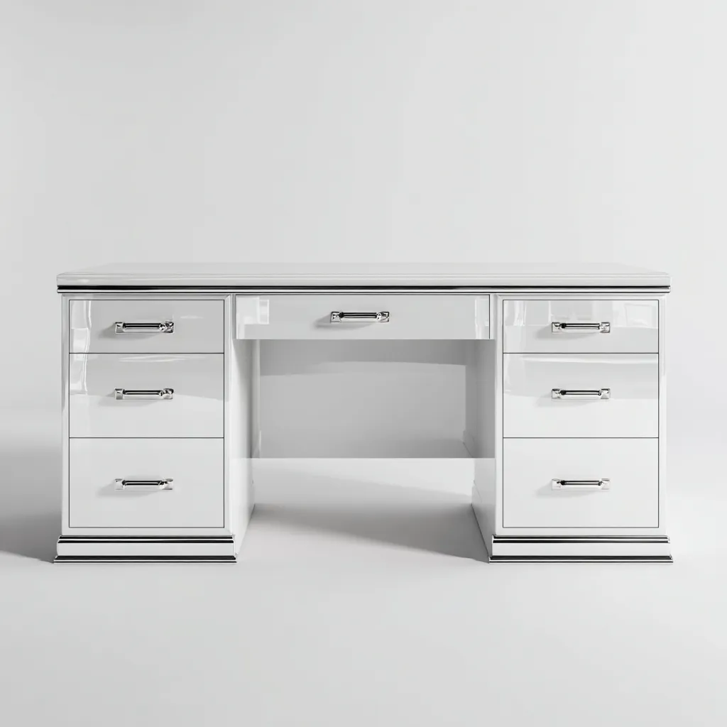 Bureau-MDF-Metal-150x65x78 cm-Blanc-Argent-Style Moderne-Luxeare