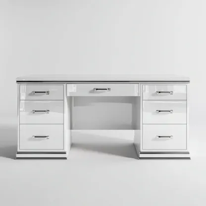 Bureau-MDF-Metal-150x65x78 cm-Blanc-Argent-Style Moderne-Luxeare