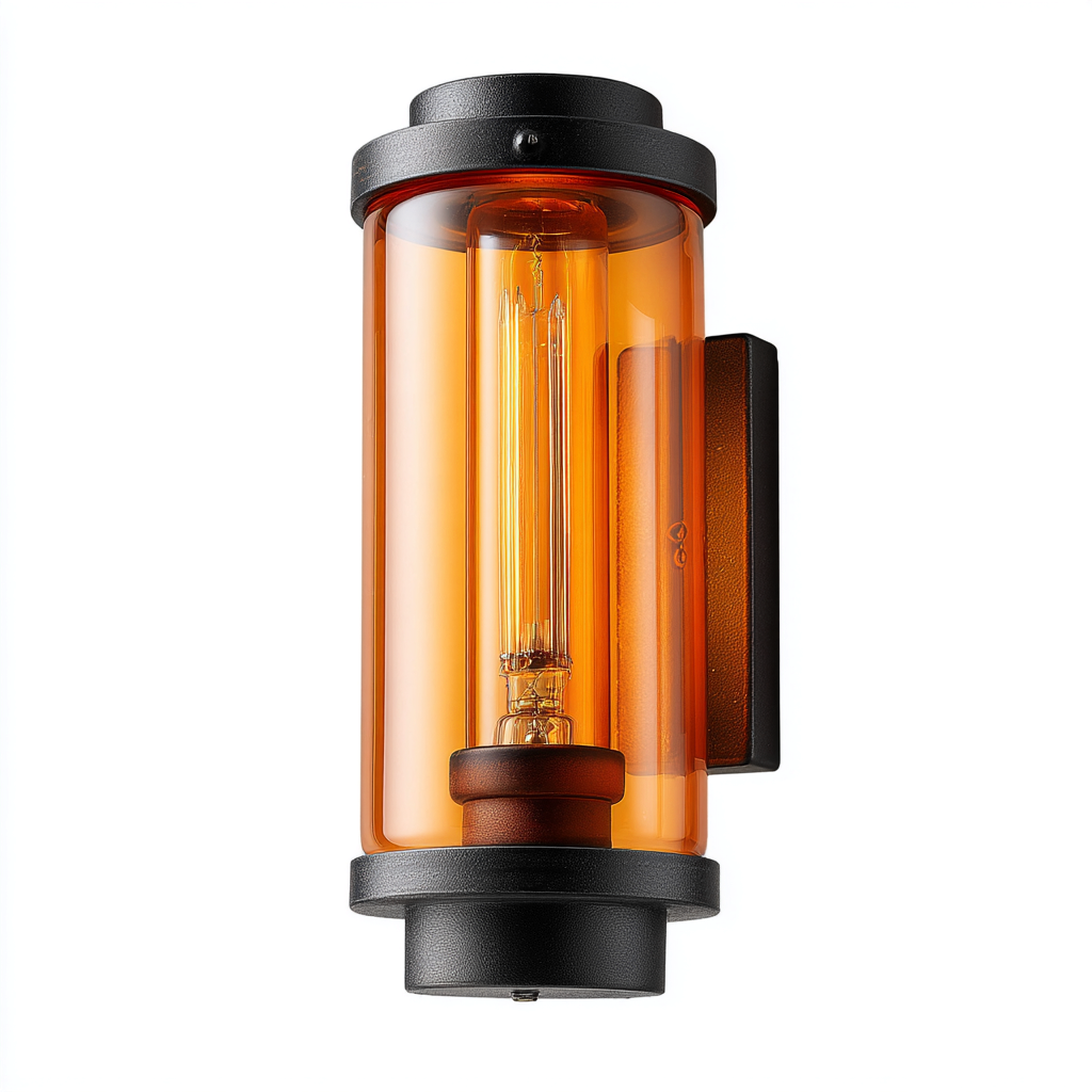 Applique murale-métal-verre-14x12x28 cm-ambre-noir-style industriel-Luxeare