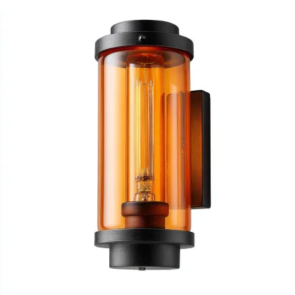 Applique murale-métal-verre-14x12x28 cm-ambre-noir-style industriel-Luxeare