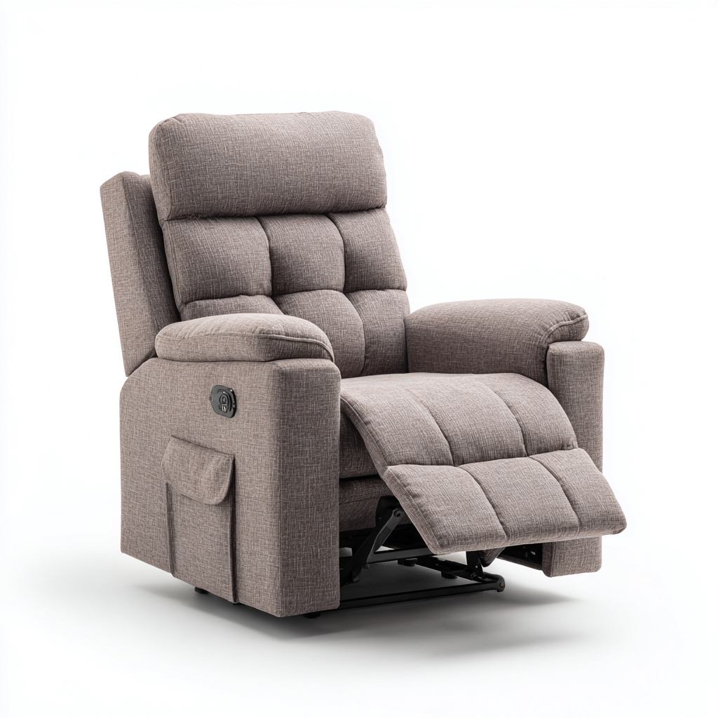 Fauteuil relax - tissu-métal - 100x87x108 cm - gris - fonction inclinable-Luxeare