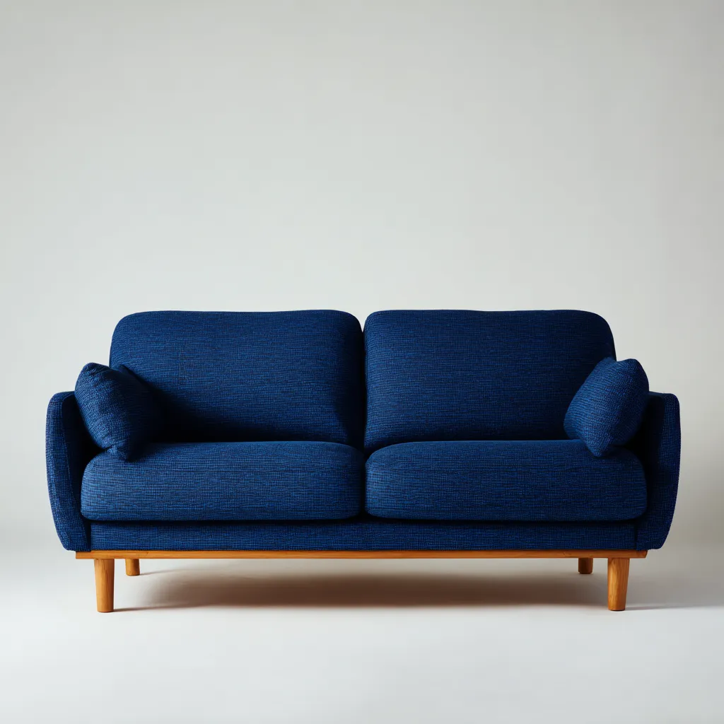 Canapé 2 places - tissu-bois - 183x84x87 cm - bleu - design moderne-Luxeare