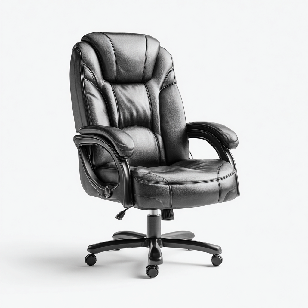 Chaise de bureau - cuir synthétique - 70x70x115 cm - noir - ergonomique-Luxeare