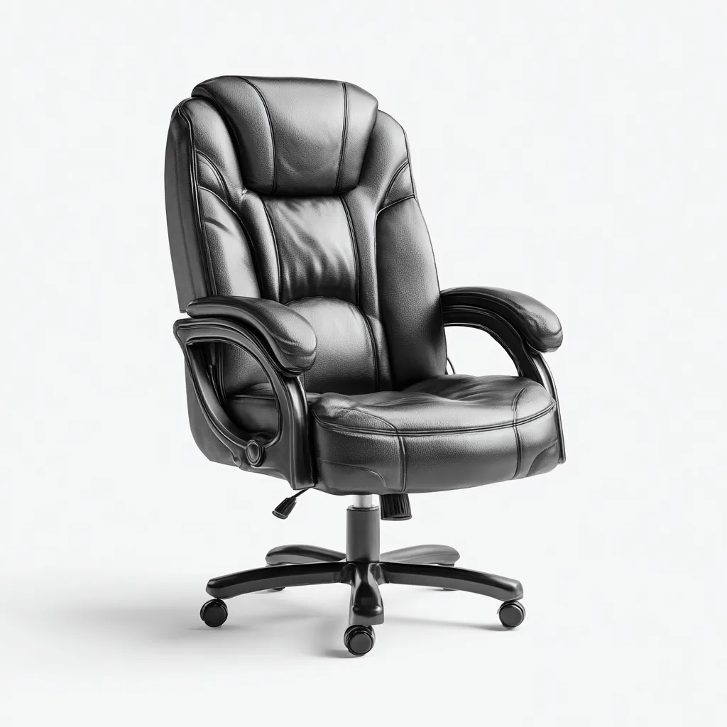 Chaise de bureau - cuir synthétique - 70x70x115 cm - noir - ergonomique-Luxeare