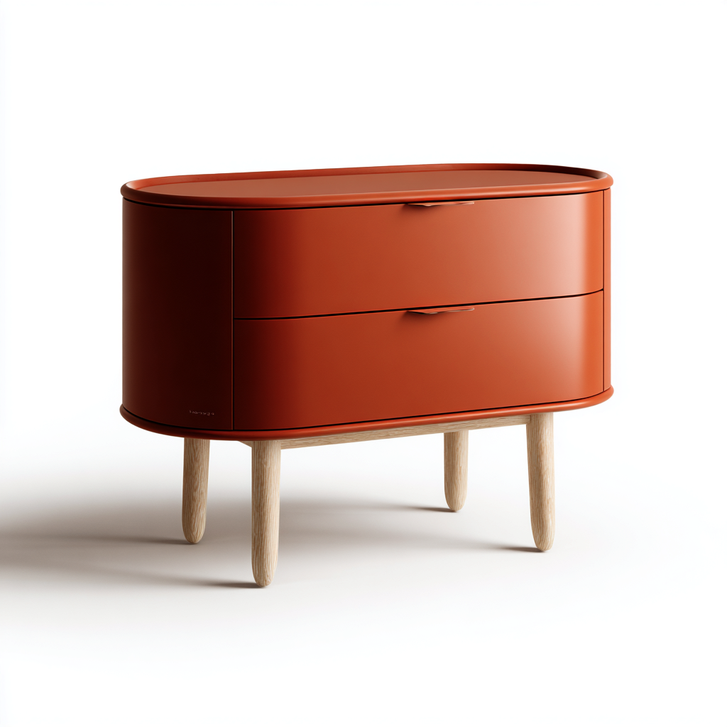 Commode - bois - 90x40x75 cm - rouge terre cuite - style moderne-Luxeare