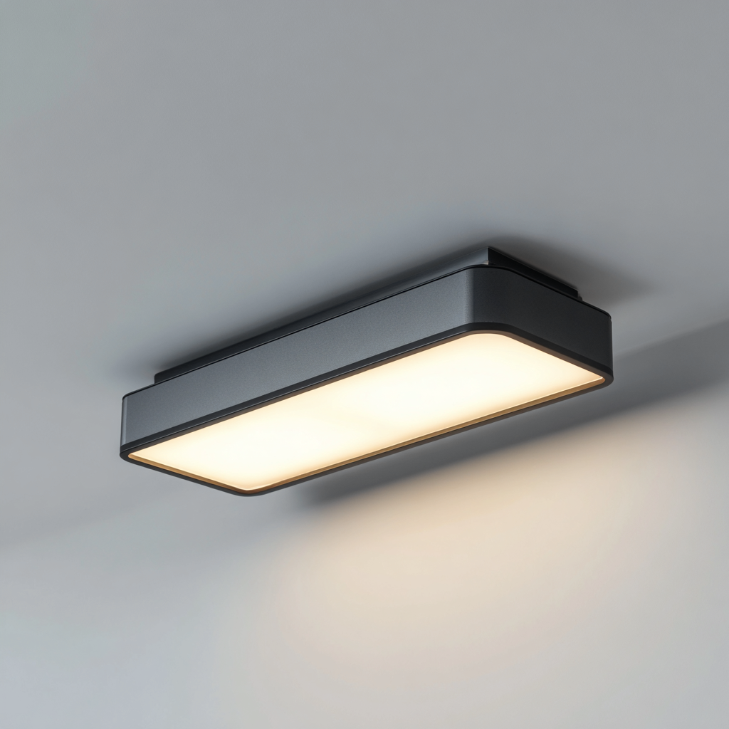 Plafonnier-Métal-Acrylique-36x14x7 cm-Noir-Blanc-Style Moderne-Luxeare