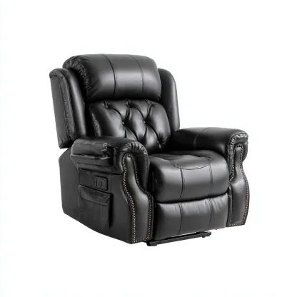 Fauteuil relax - simili cuir-métal - 104x92x110 cm - noir - style classique inclinable-Luxeare