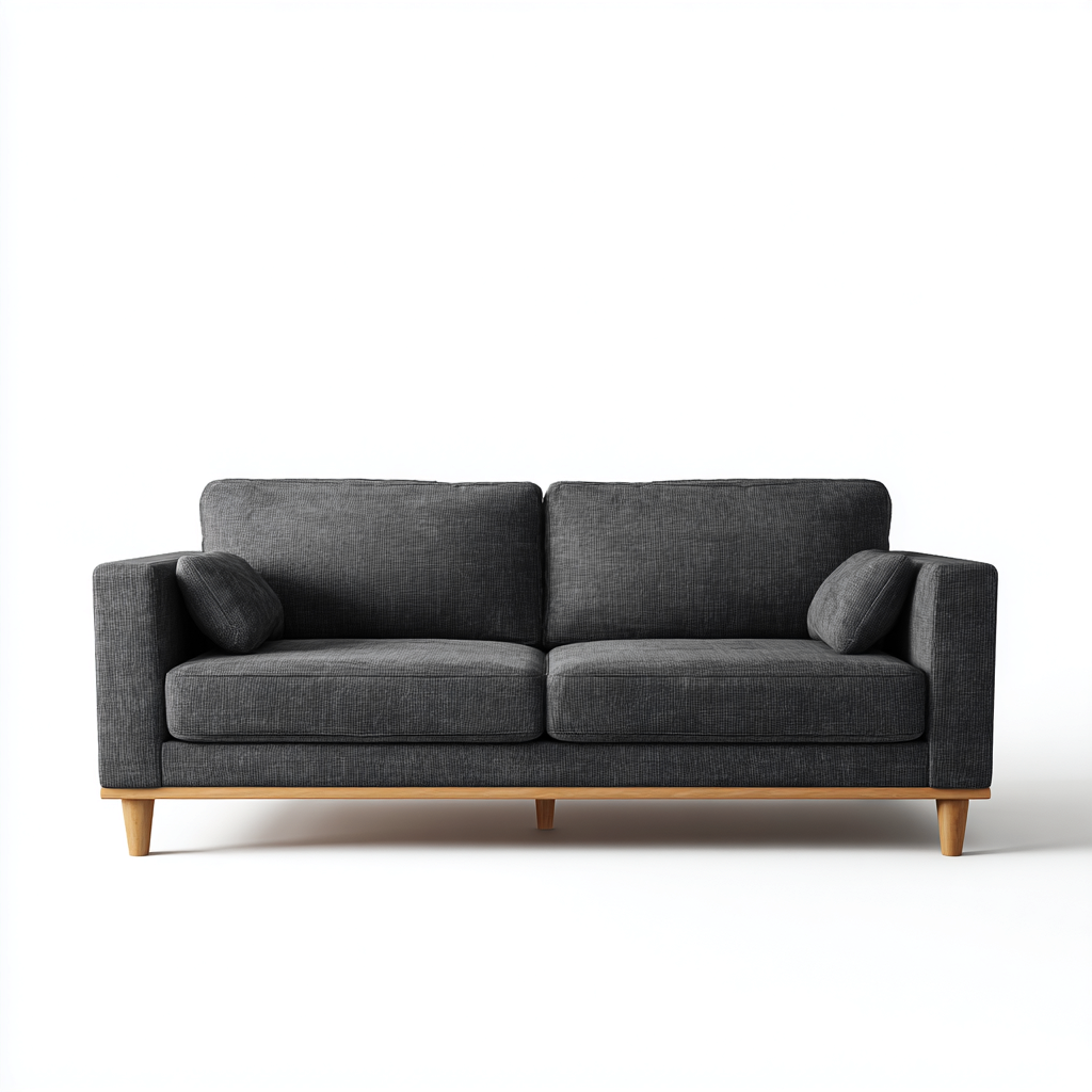 Canapé 2 places - tissu-bois - 184x87x88 cm - gris foncé - design moderne-Luxeare