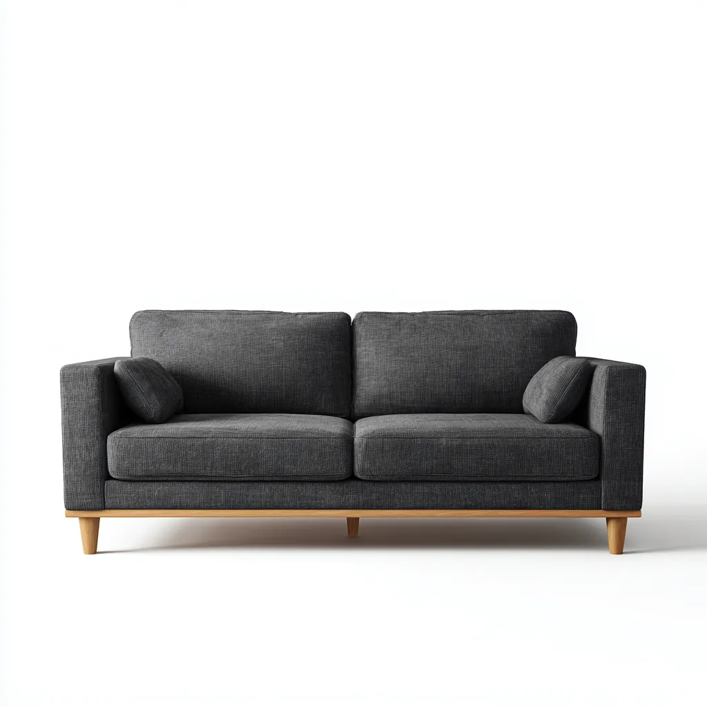 Canapé 2 places - tissu-bois - 184x87x88 cm - gris foncé - design moderne-Luxeare