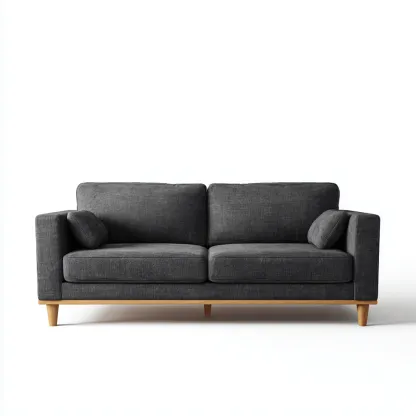 Canapé 2 places - tissu-bois - 184x87x88 cm - gris foncé - design moderne-Luxeare