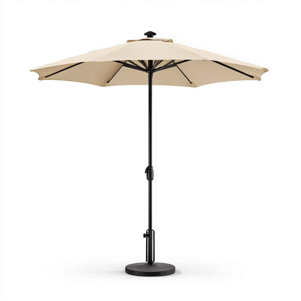 Parasol de jardin-tissu-acier-210x210x245 cm-beige-noir-design moderne-Luxeare
