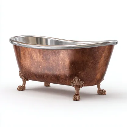 Baignoire - Cuivre-acier - 168x73x60 cm - Cuivré-Argenté - Style vintage-Luxeare