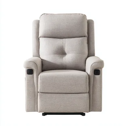 Fauteuil relax - tissu-métal - 97x84x103 cm - beige - fonction inclinable-Luxeare
