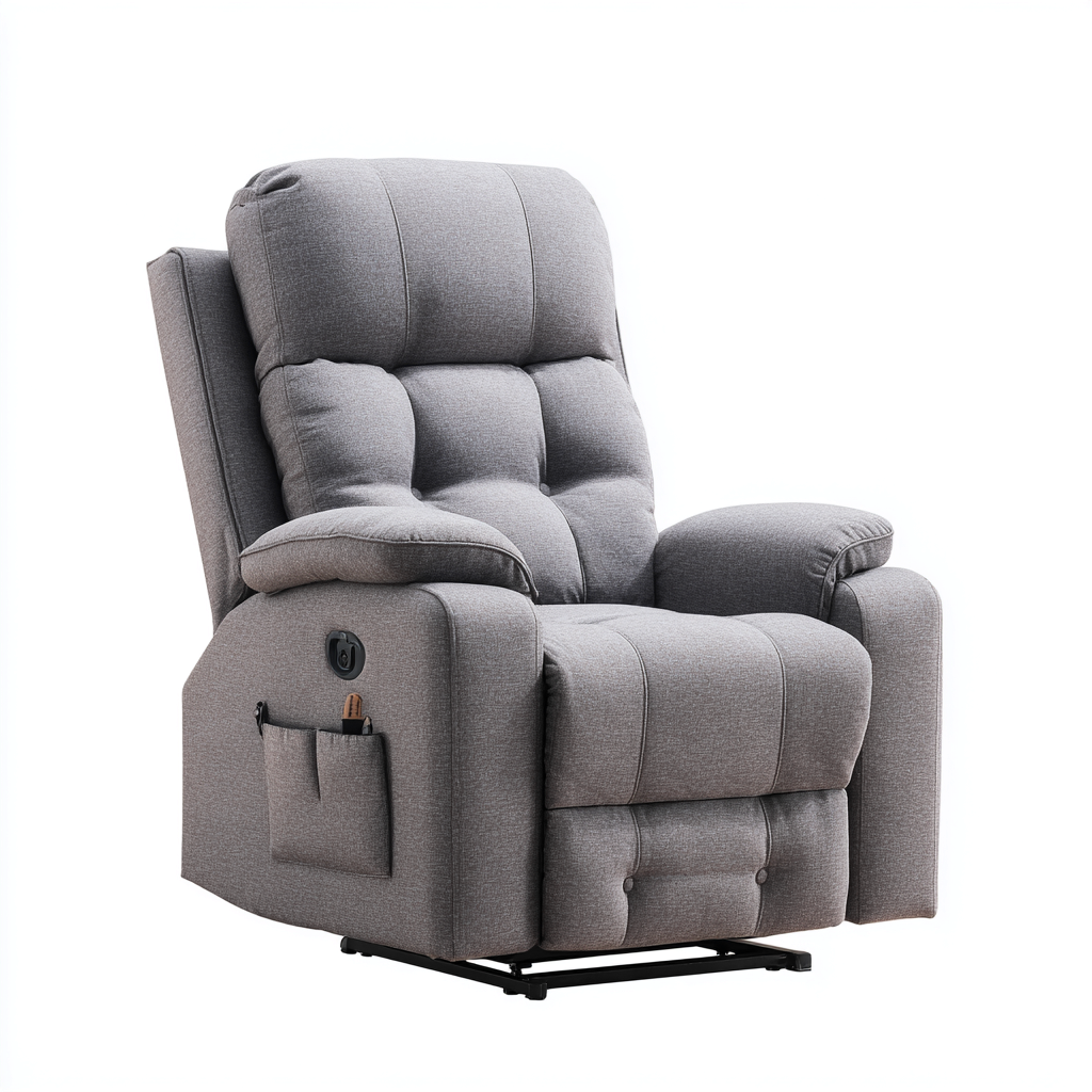 Fauteuil relax - tissu-métal - 98x85x106 cm - gris - fonction inclinable-Luxeare