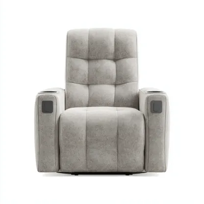 Fauteuil relax - tissu-métal - 100x90x108 cm - gris - fonction inclinable-Luxeare