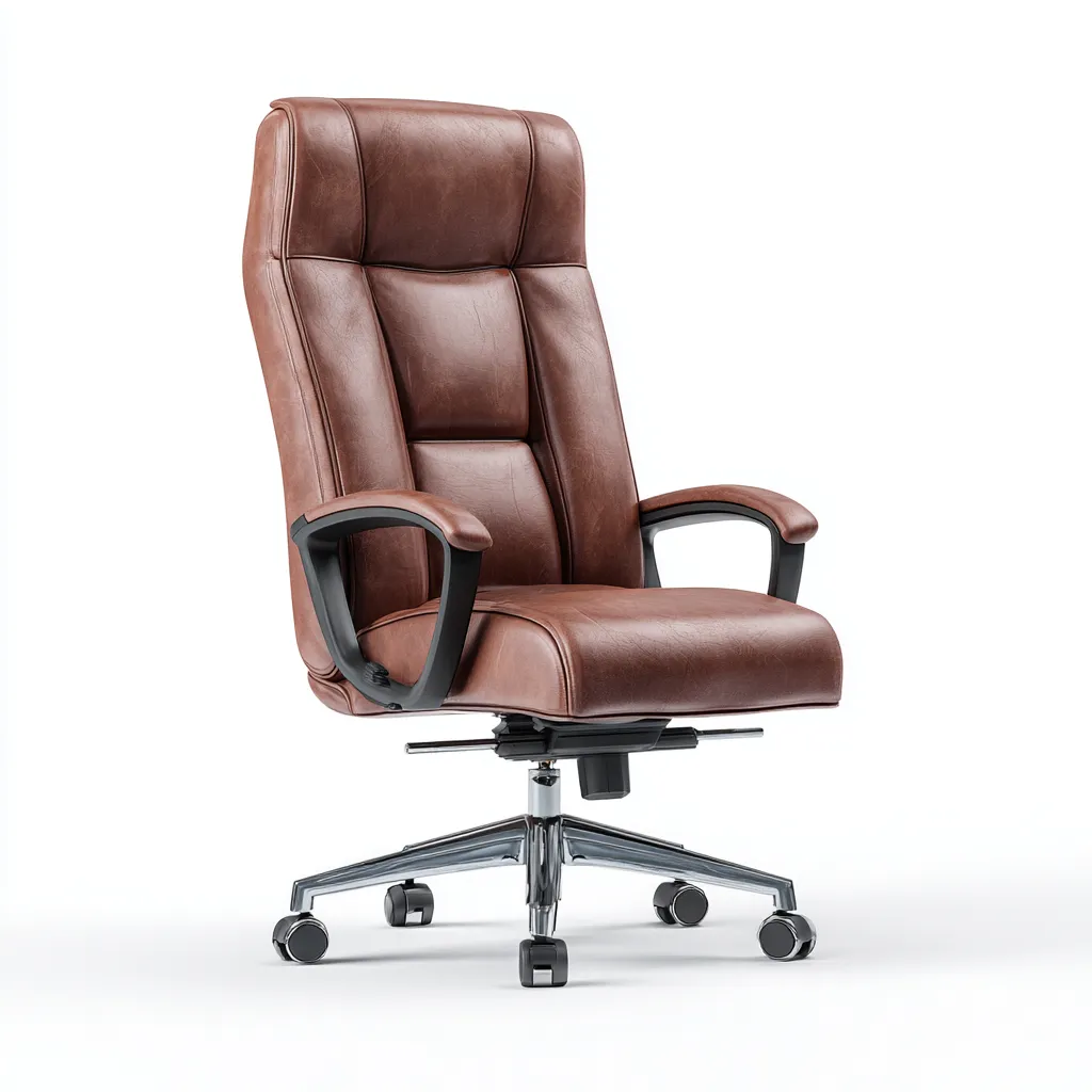 Chaise de bureau - cuir synthétique - 70x70x120 cm - brun - ergonomique-Luxeare