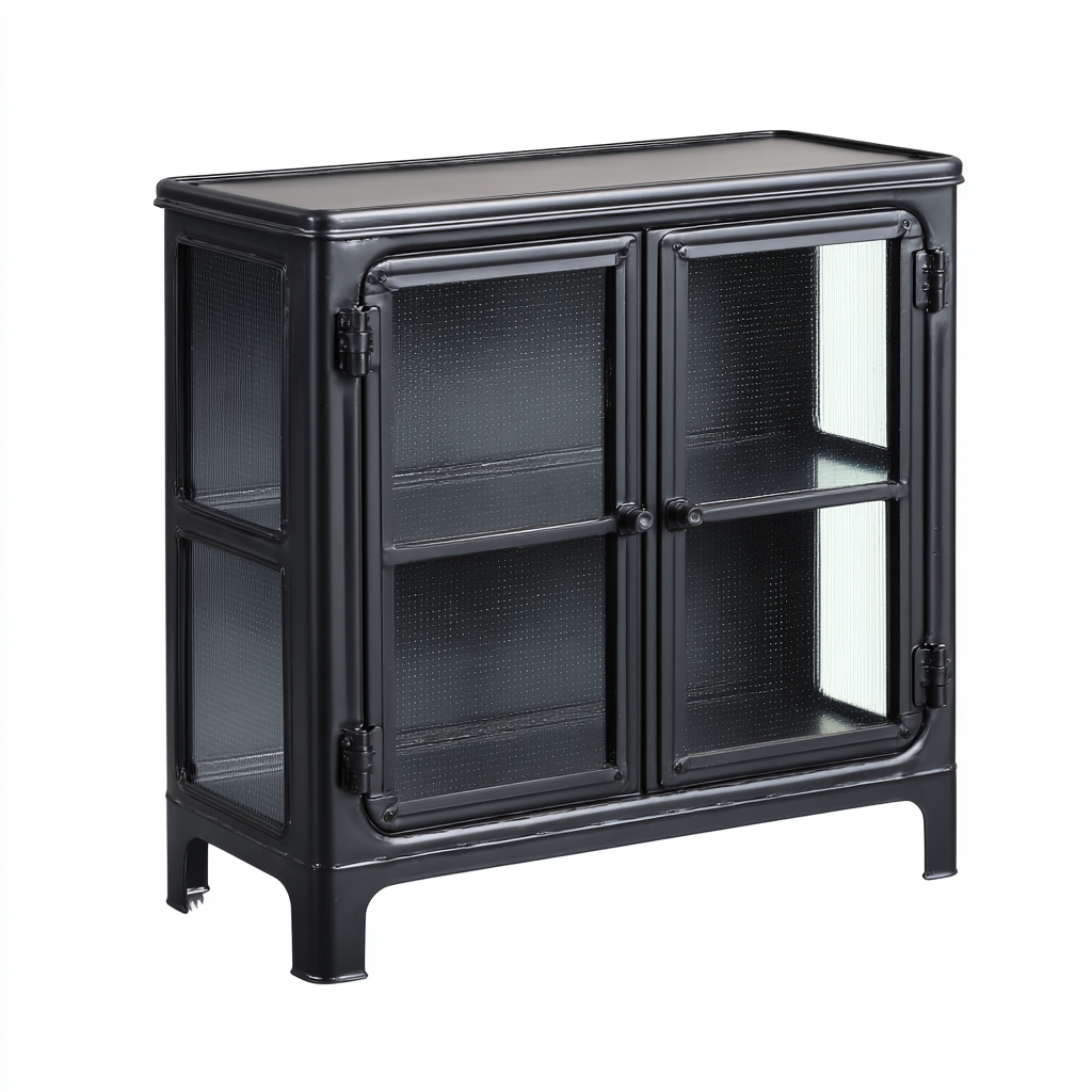 Vitrine-métal-verre-82x38x102 cm-noir-design industriel-Luxeare