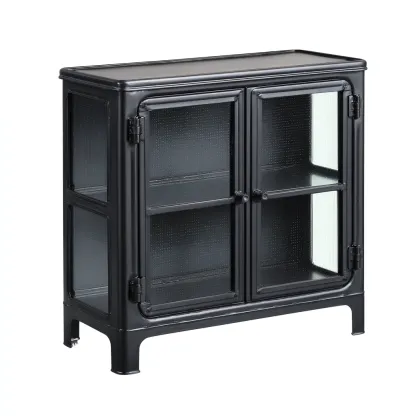 Vitrine-métal-verre-82x38x102 cm-noir-design industriel-Luxeare