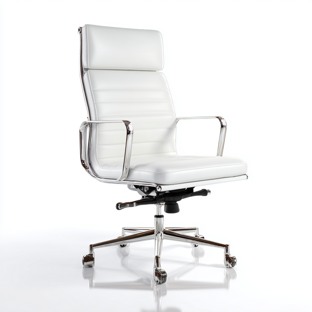 Chaise de bureau - cuir synthétique - 68x68x118 cm - blanc - ergonomique-Luxeare