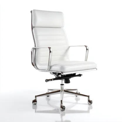 Chaise de bureau - cuir synthétique - 68x68x118 cm - blanc - ergonomique-Luxeare