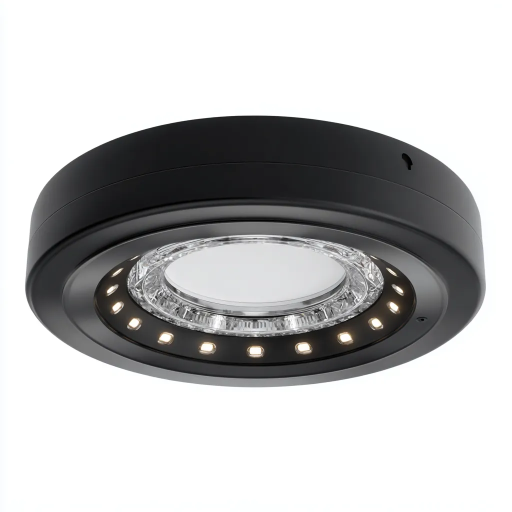 Plafonnier-Métal-Verre-18x18x5 cm-Noir-Transparent-Style Moderne-Luxeare