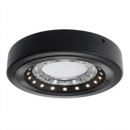 Plafonnier-Métal-Verre-18x18x5 cm-Noir-Transparent-Style Moderne-Luxeare