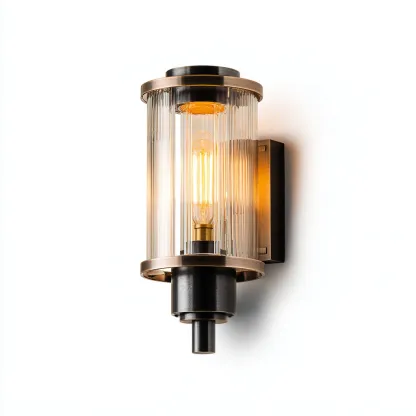 Applique murale-métal-verre-16x14x32 cm-transparent-bronze-noir-style industriel-Luxeare