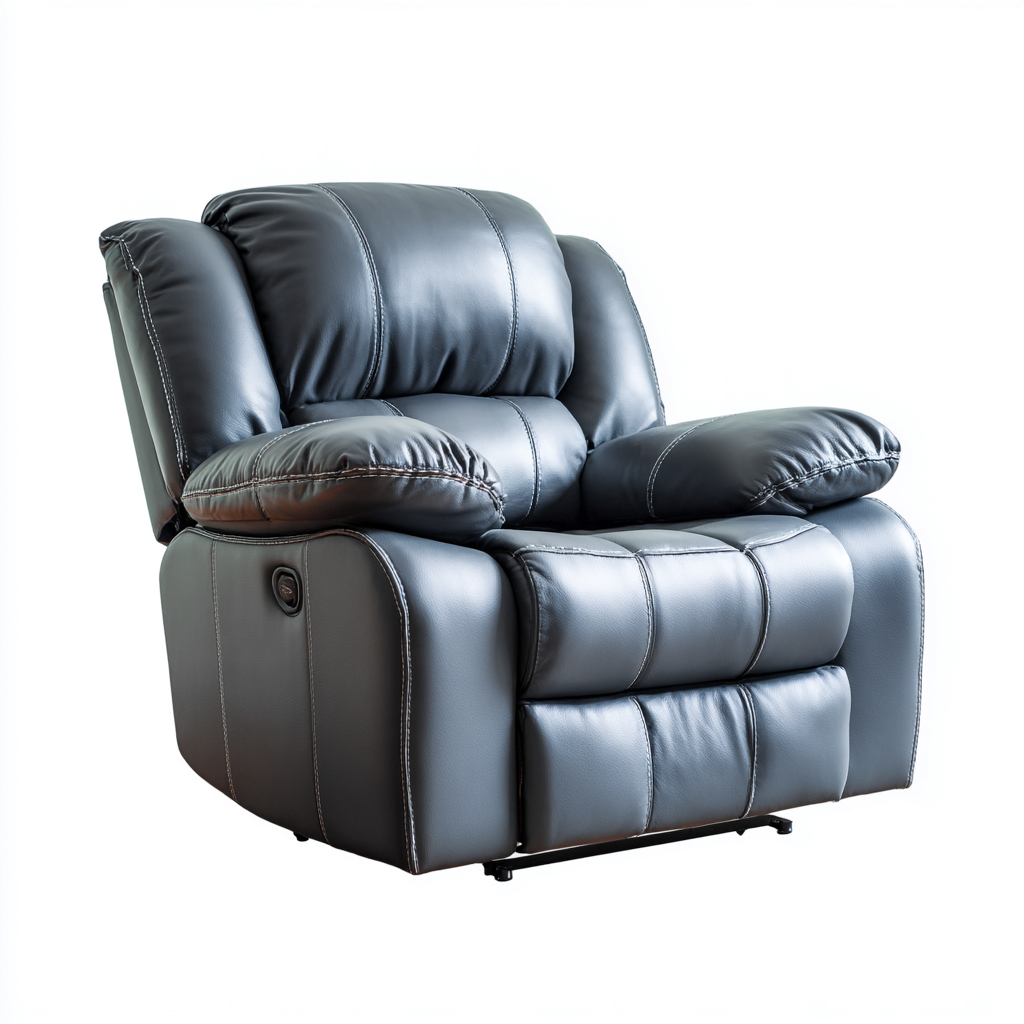 Fauteuil relax - simili cuir-métal - 102x90x105 cm - gris - fonction inclinable-Luxeare