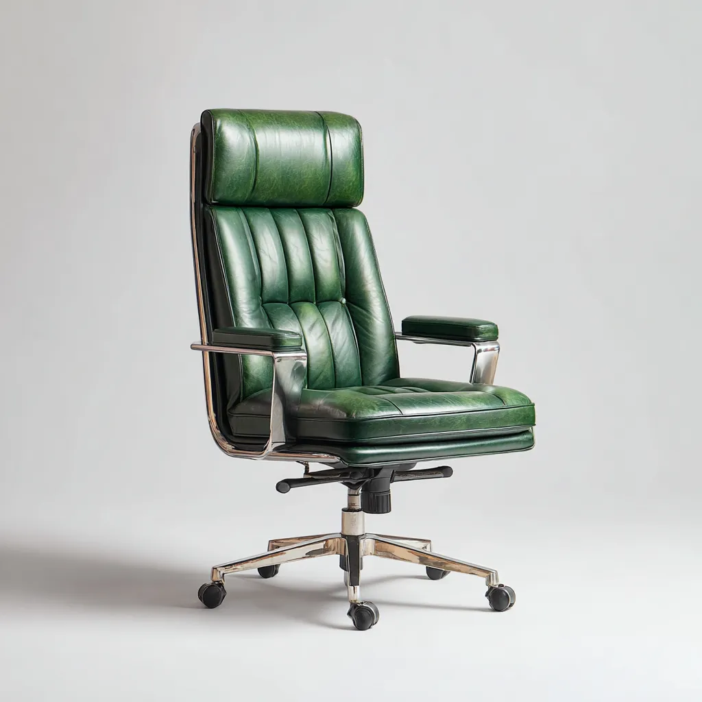 Chaise de bureau - cuir synthétique - 70x70x121 cm - vert - ergonomique-Luxeare