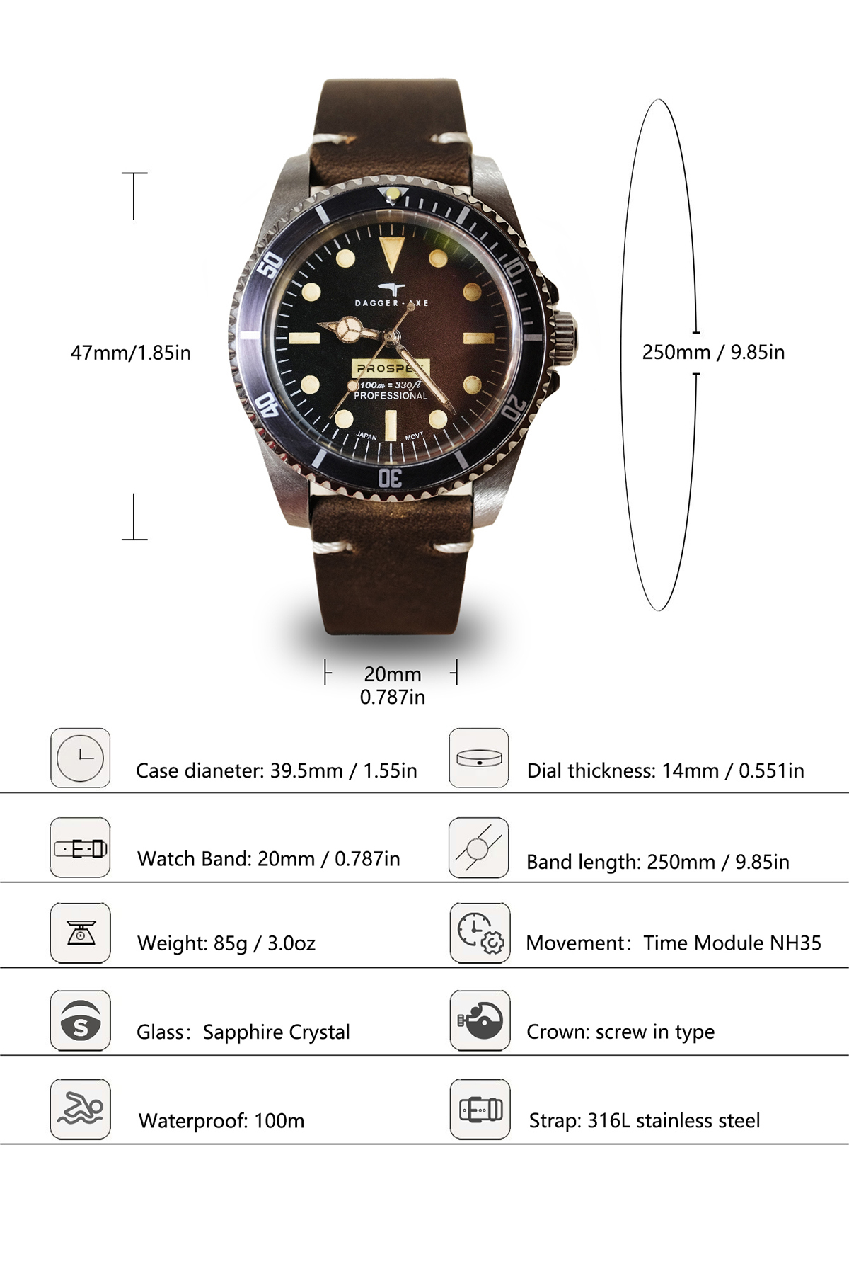 Dagger-Axe DG-B1228C (Vintage-Inspired)