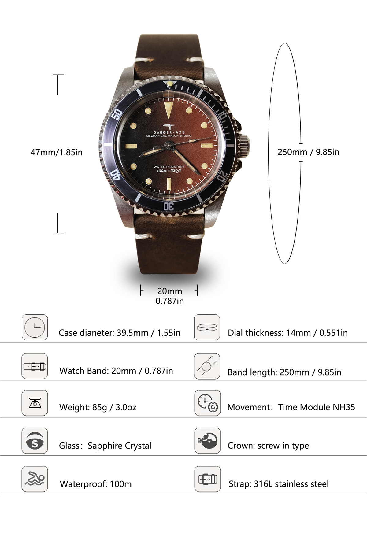 Dagger-Axe DG-B1655C (Vintage-Inspired)