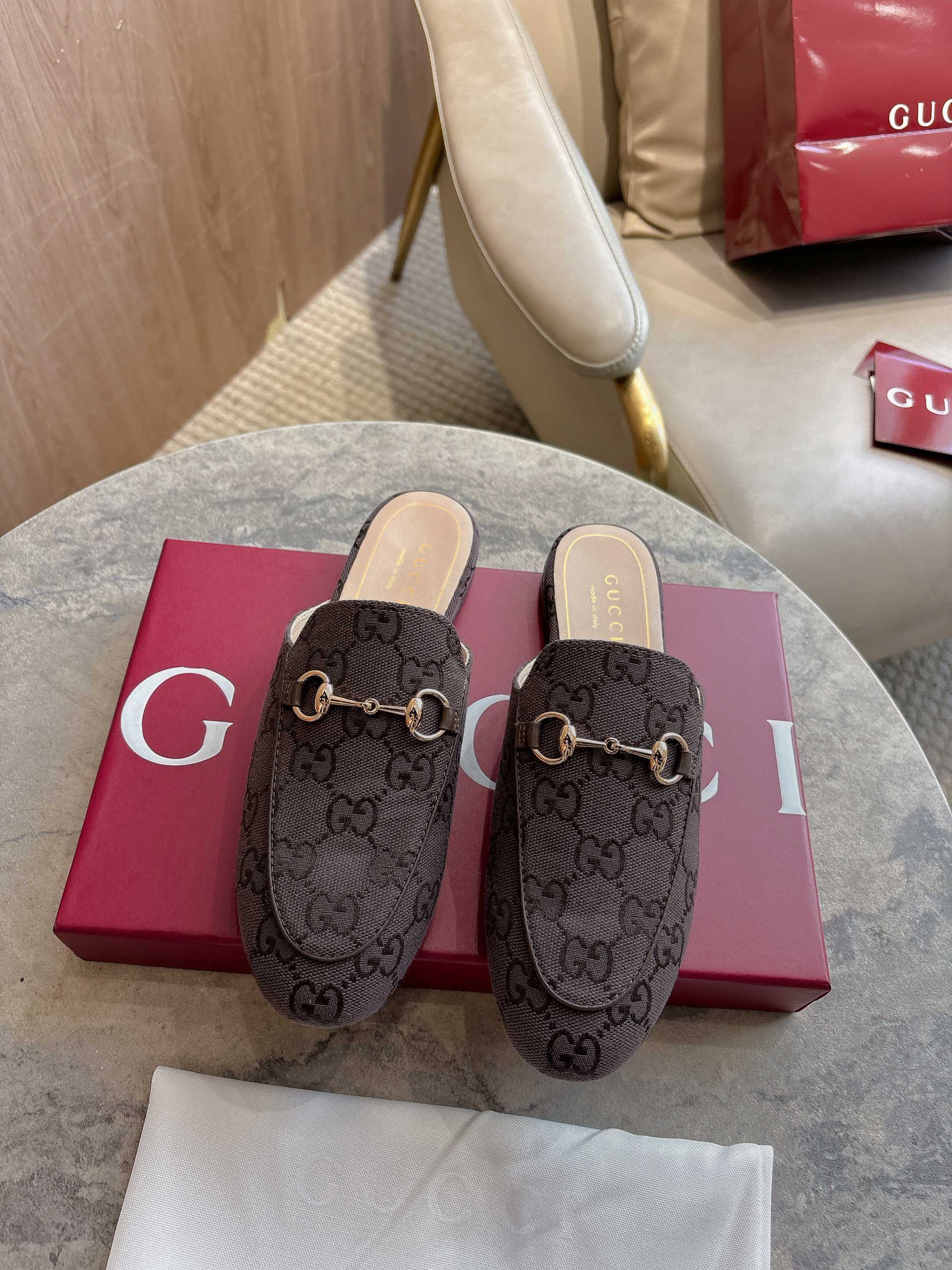 Women's Princetown slipper dark brown GG canvas