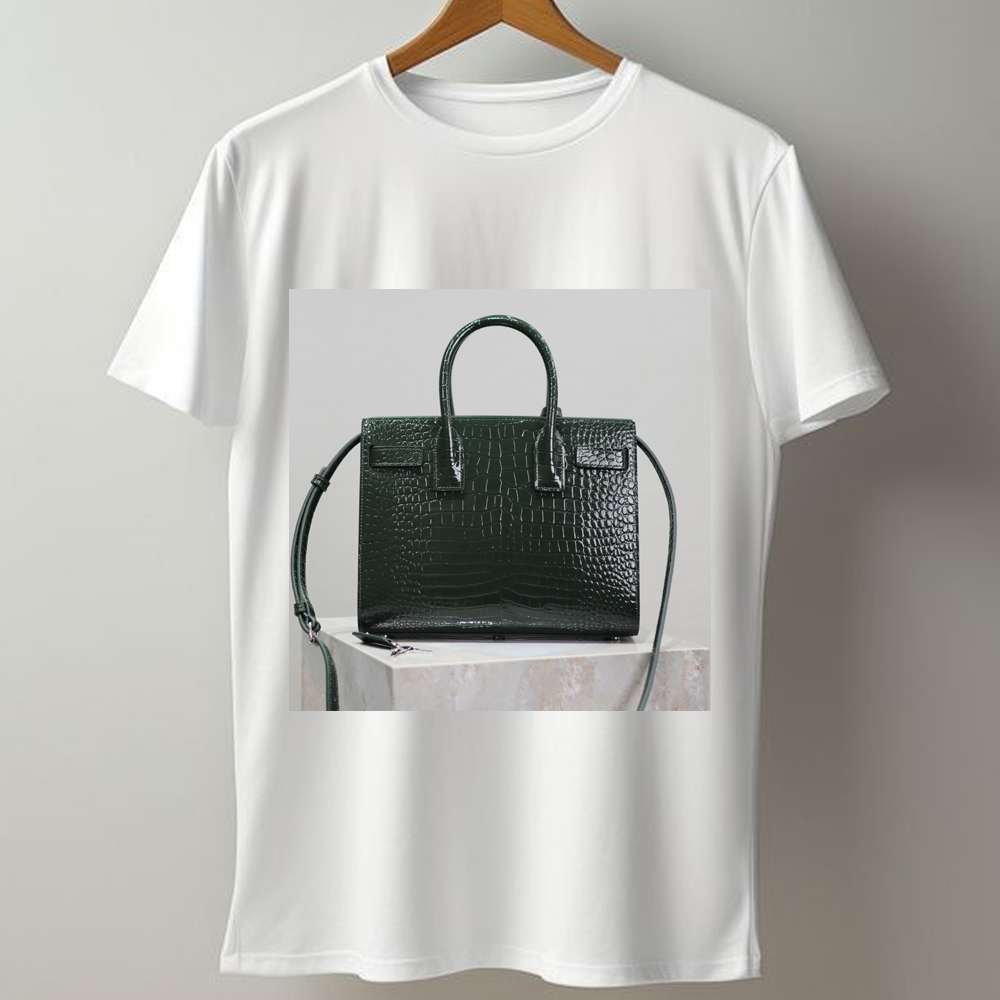 Saint LaurenX Green Croc Embossed Leather Nano Classic