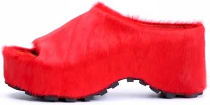 Long-Hair Calfskin Chunky Clog Slide for Women - Memory Foam Luxury Slip on Shoes Women's Mules & Platform Clogs