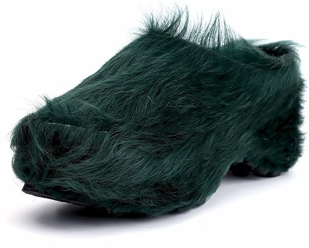 Long-Hair Calfskin Chunky Clog Slide for Women - Memory Foam Luxury Slip on Shoes Women's Mules & Platform Clogs