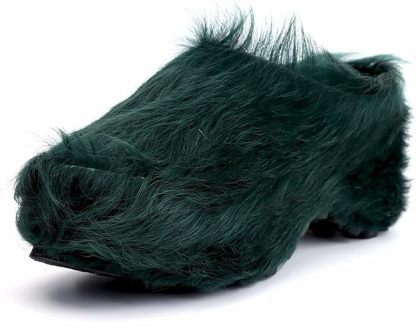 Long-Hair Calfskin Chunky Clog Slide for Women - Memory Foam Luxury Slip on Shoes Women's Mules & Platform Clogs