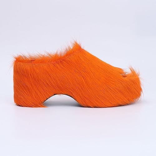 Long-Hair Calfskin Chunky Clog Slide for Women - Memory Foam Luxury Slip on Shoes Women's Mules & Platform Clogs