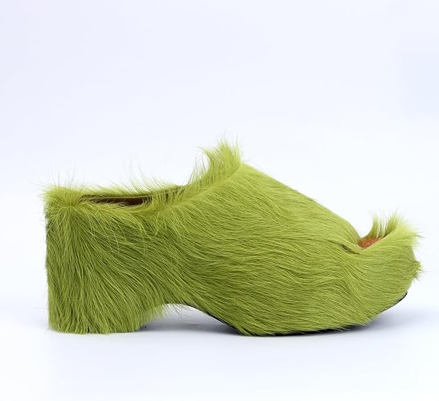 Long-Hair Calfskin Chunky Clog Slide for Women - Memory Foam Luxury Slip on Shoes Women's Mules & Platform Clogs