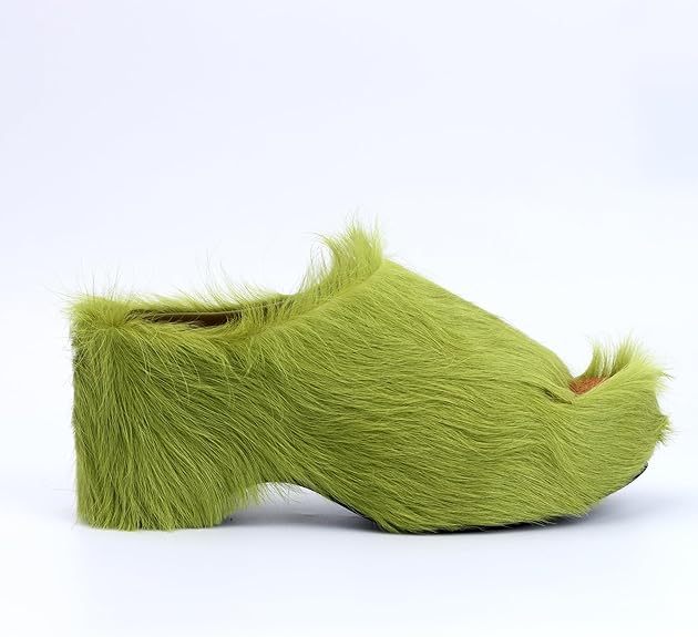 Long-Hair Calfskin Chunky Clog Slide for Women - Memory Foam Luxury Slip on Shoes Women's Mules & Platform Clogs