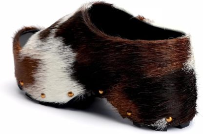 Long-Hair Calfskin Chunky Clog Slide for Women - Memory Foam Luxury Slip on Shoes Women's Mules & Platform Clogs